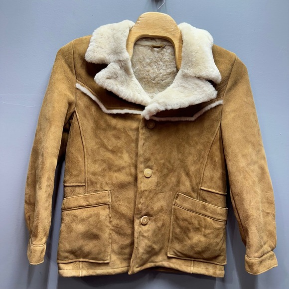 Orvis Other - Orvis USA Leather Ranch Coat L Sherpa Lined Western Jacket Camel Mens
